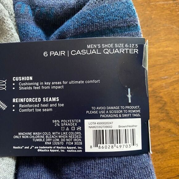 6 PAIR NAUTICA MENS LOW CUT ATHLETIC CUSHION SOCKS  shoe sizes 6 - 12.5 New - Picture 8 of 12